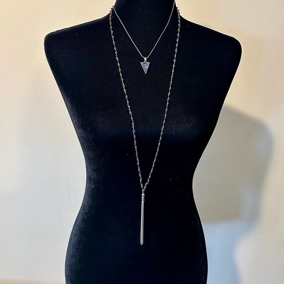 Silver and purple gemstone necklace - Picture 4 of 4